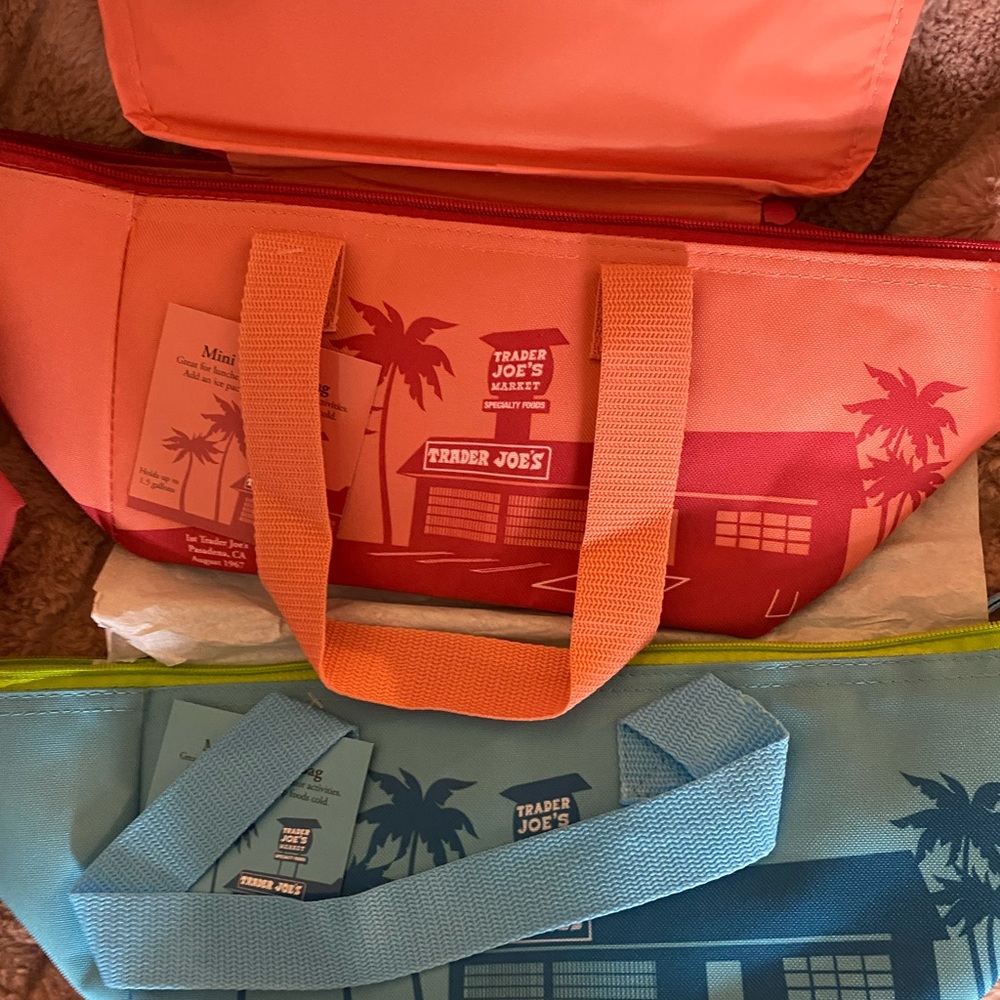 Trader Joe's Insulated Food Storage Bags - Orange and Blue